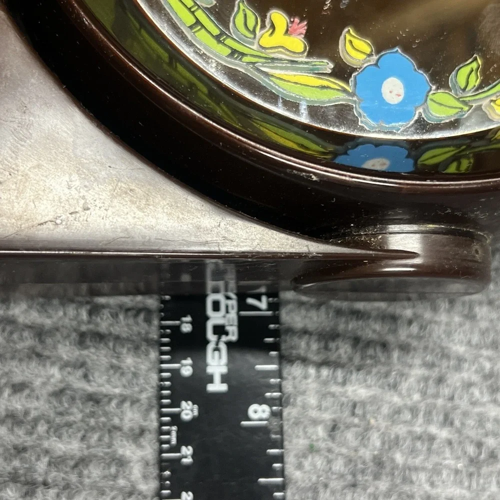 VTG 70's Yaps Brown Lucite Mirror Unicorn Floral Music Box Small‎ Drawer RARE
